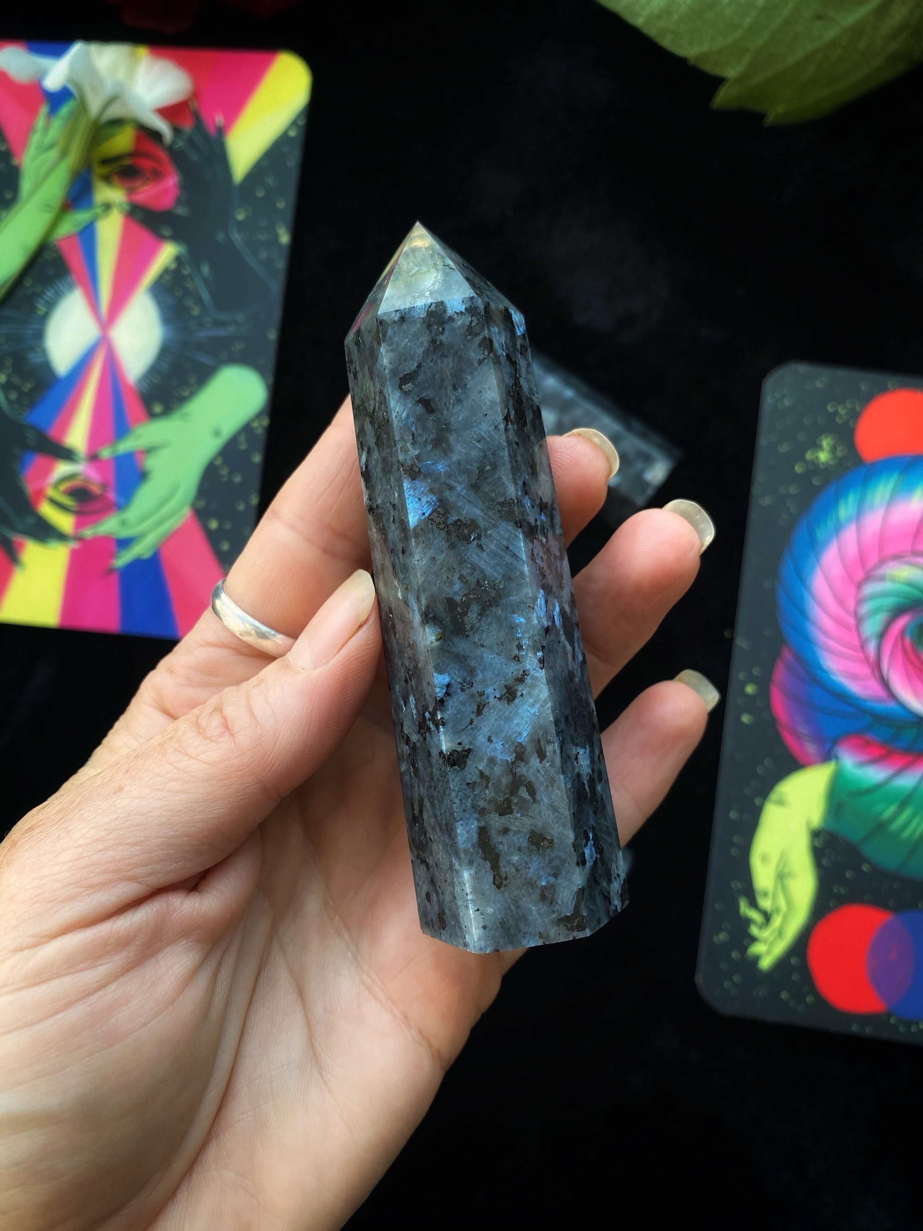 Larkavite Black Moonstone Towers / Wands - Keven Craft Rituals