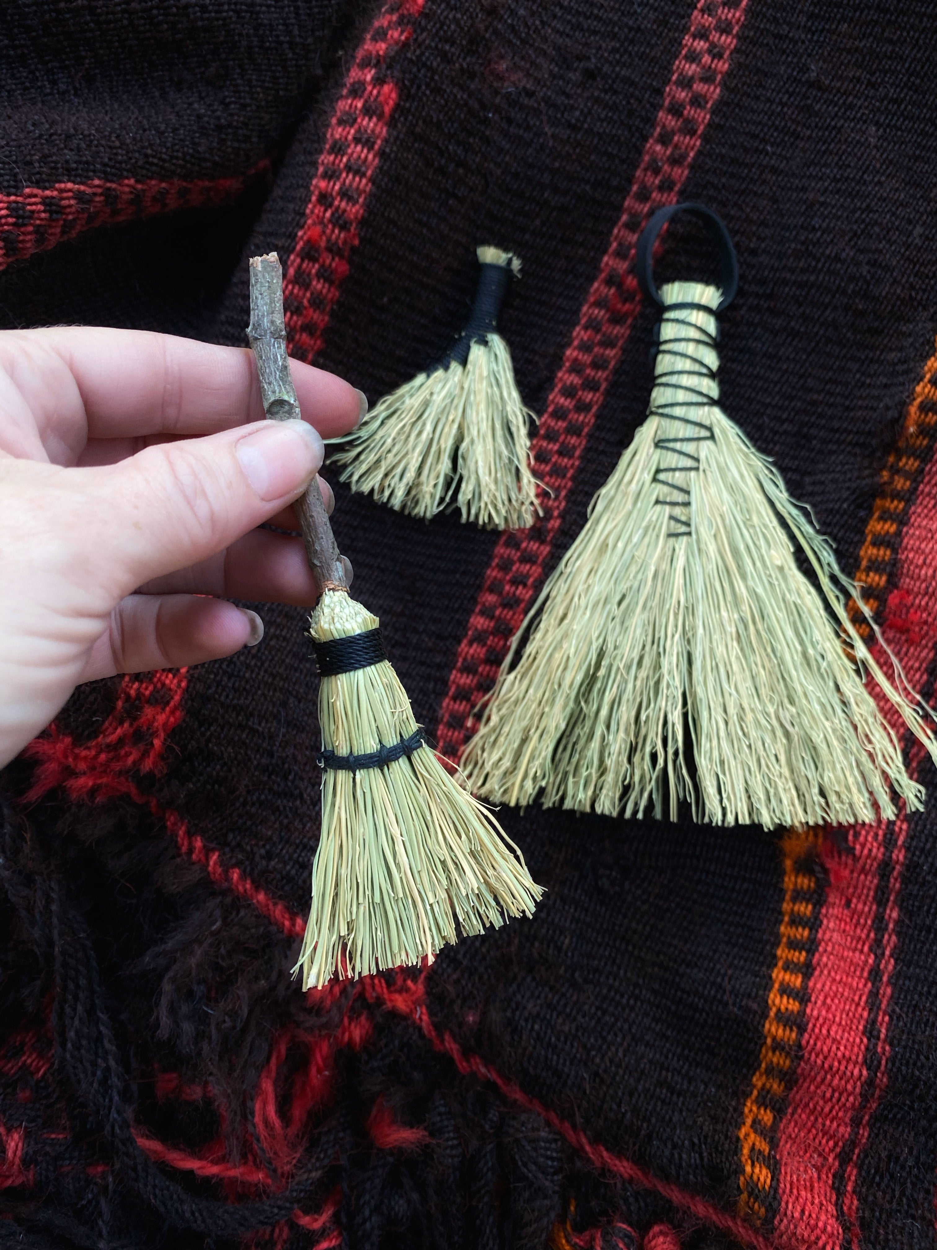 Miniature Besom/Sweeper Broom or Hand Brooms -3-5" Tampico -(functional or as an ornament)