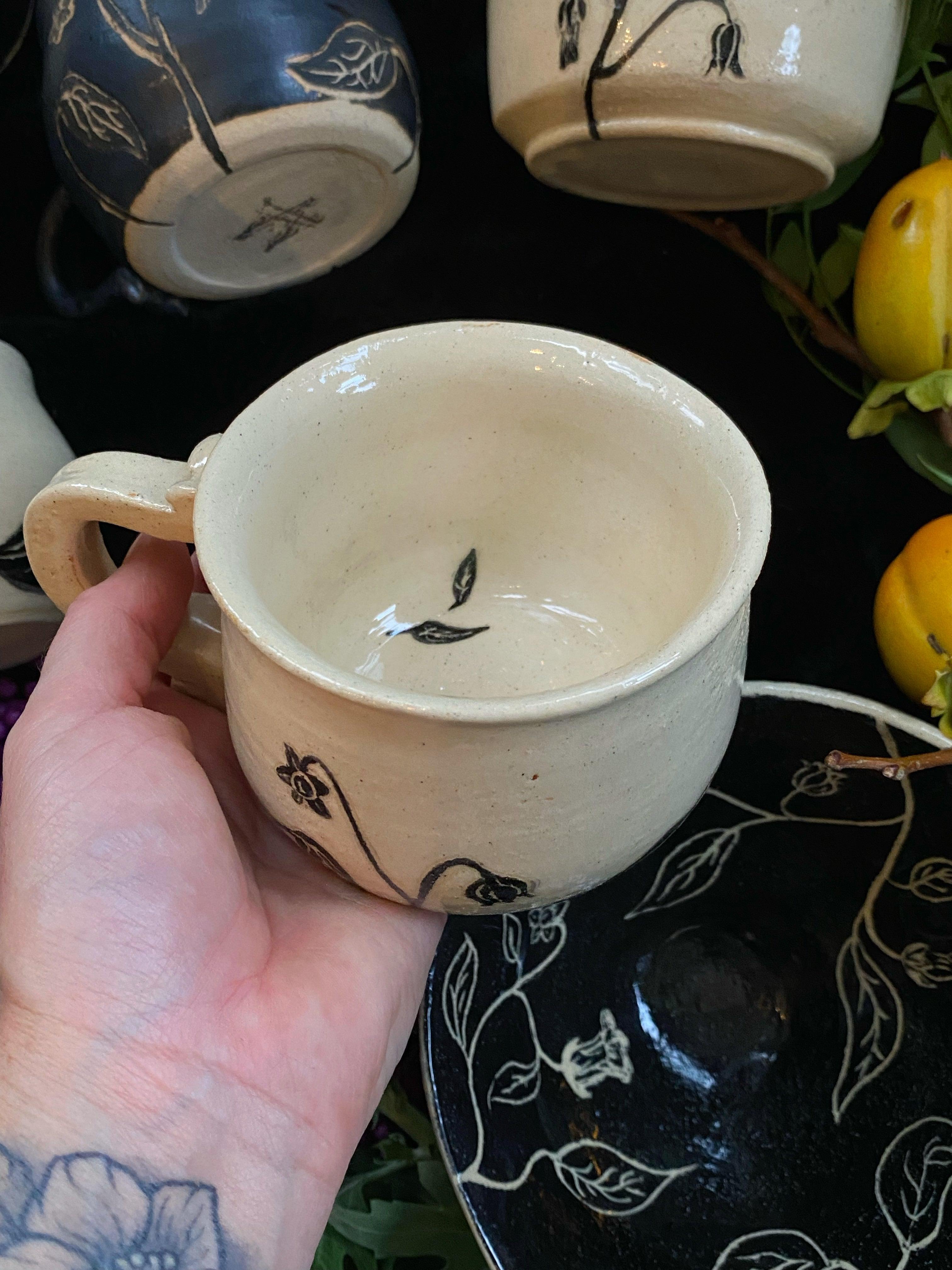 Black Sgraffito Belladonna Mugs, Cups, & Bowls - Keven Craft Rituals