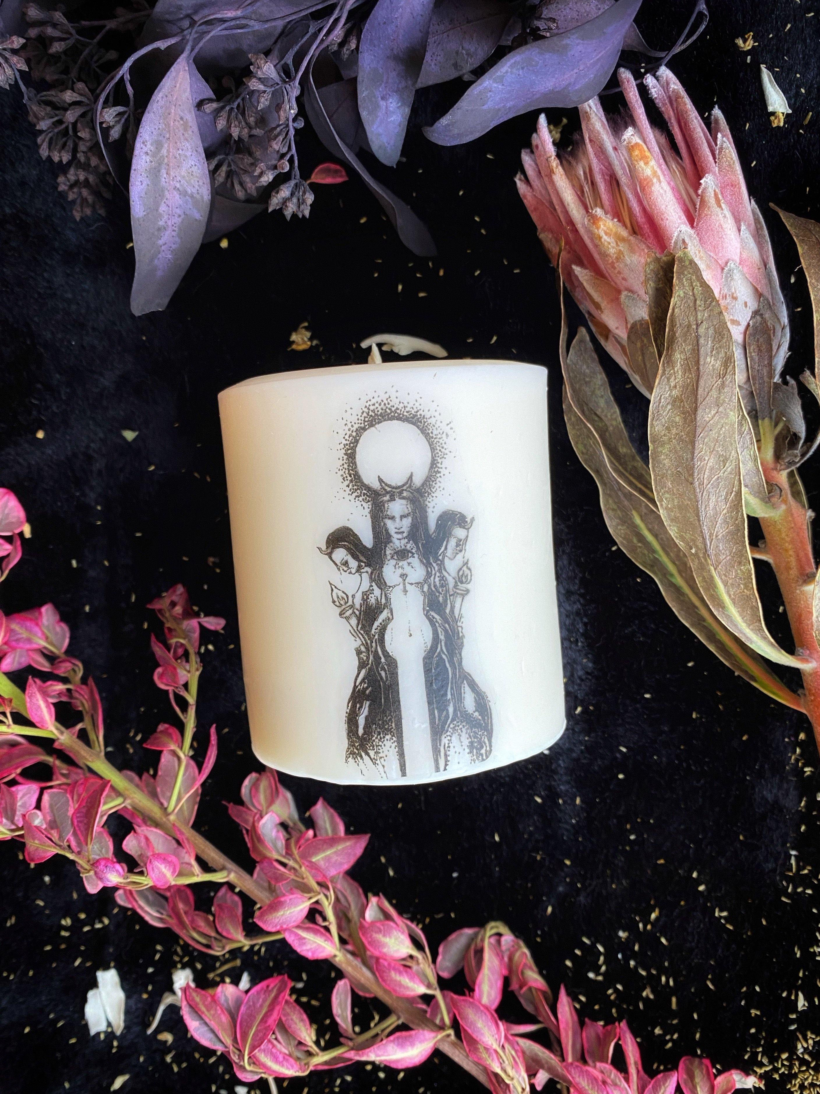 Dedication Ritual Art Pillar Candles - White Vegan Soy