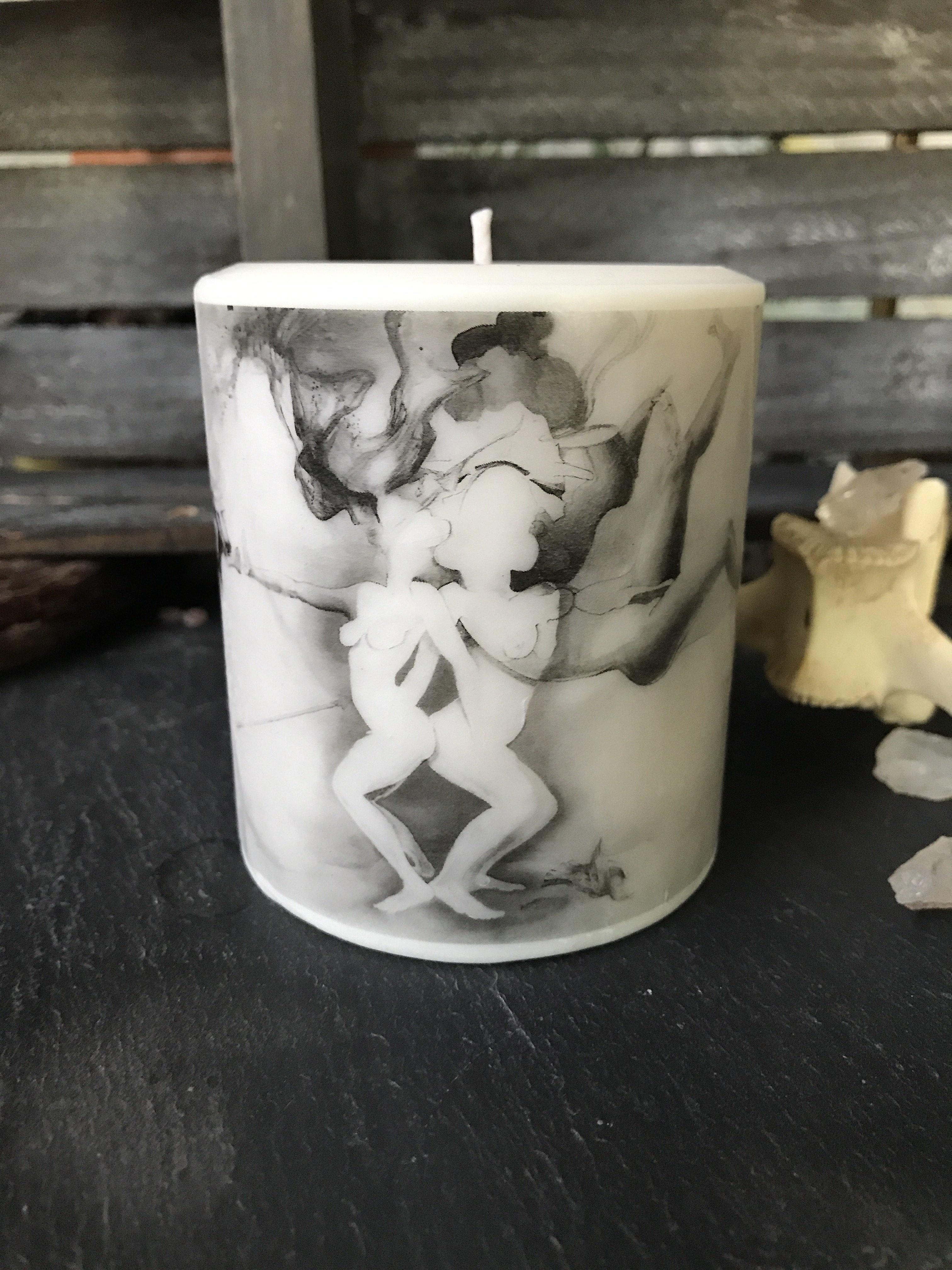 Dedication Ritual Art Pillar Candles - White Vegan Soy