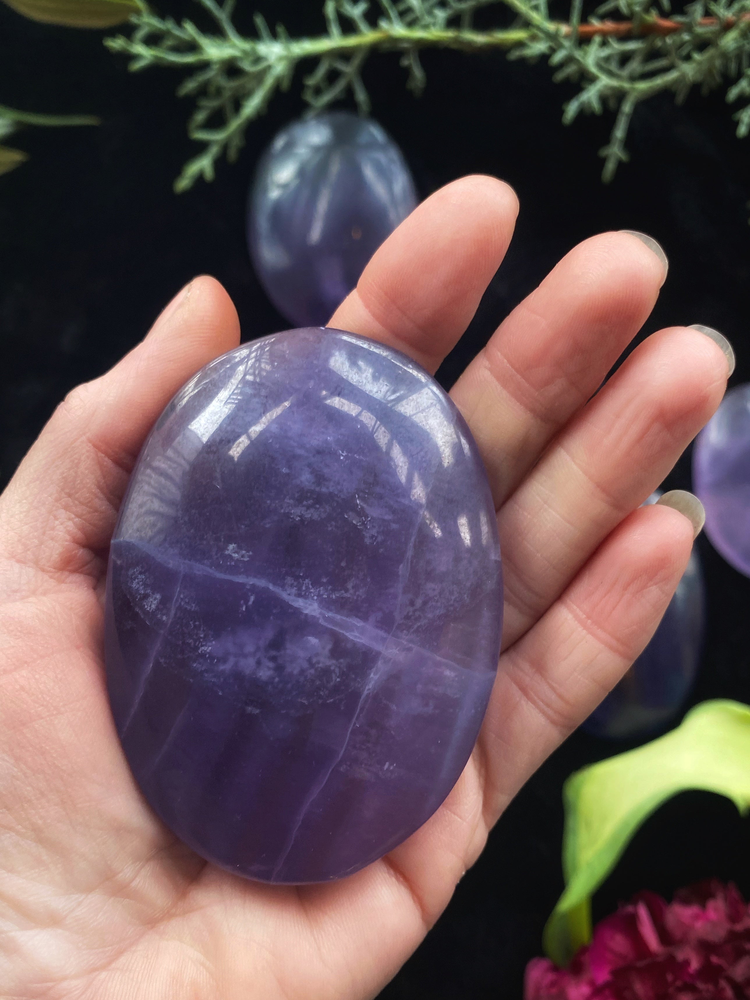 Purple Fluorite Palm Stone