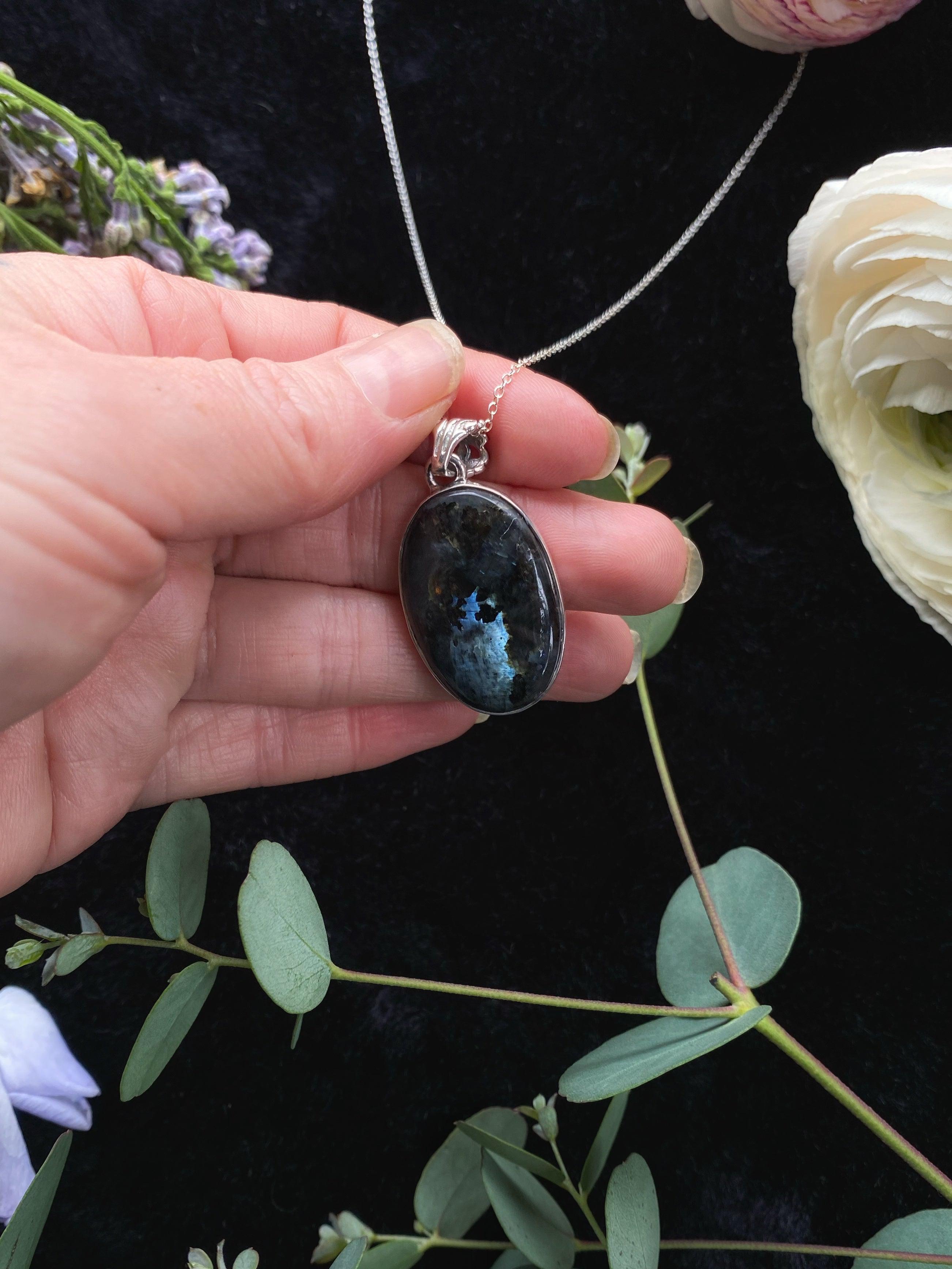 Larkavite Moonstone Pendant on Sterling Silver