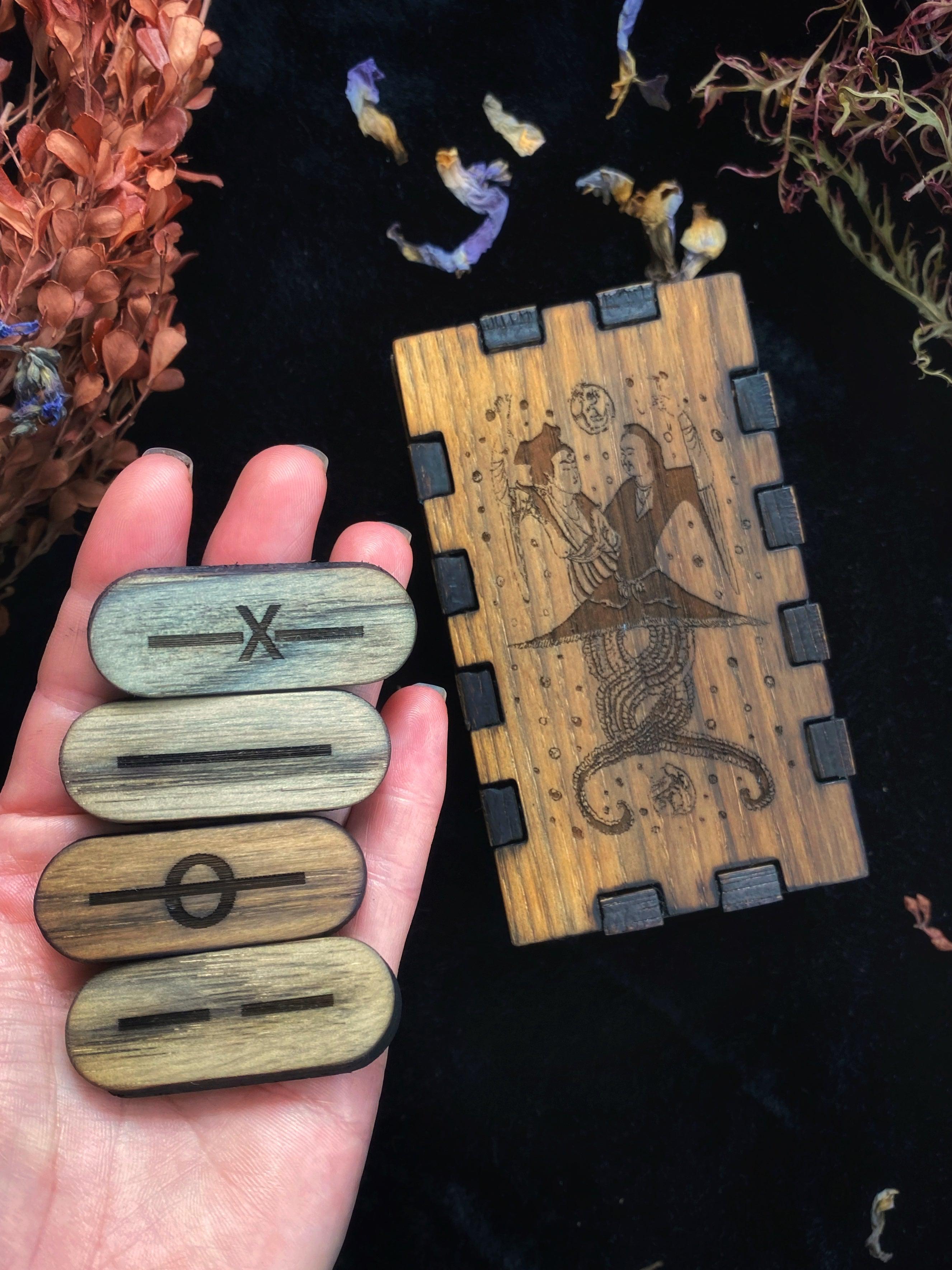 Hardwood Nüwa & Fuxi I Ching - Divination Set