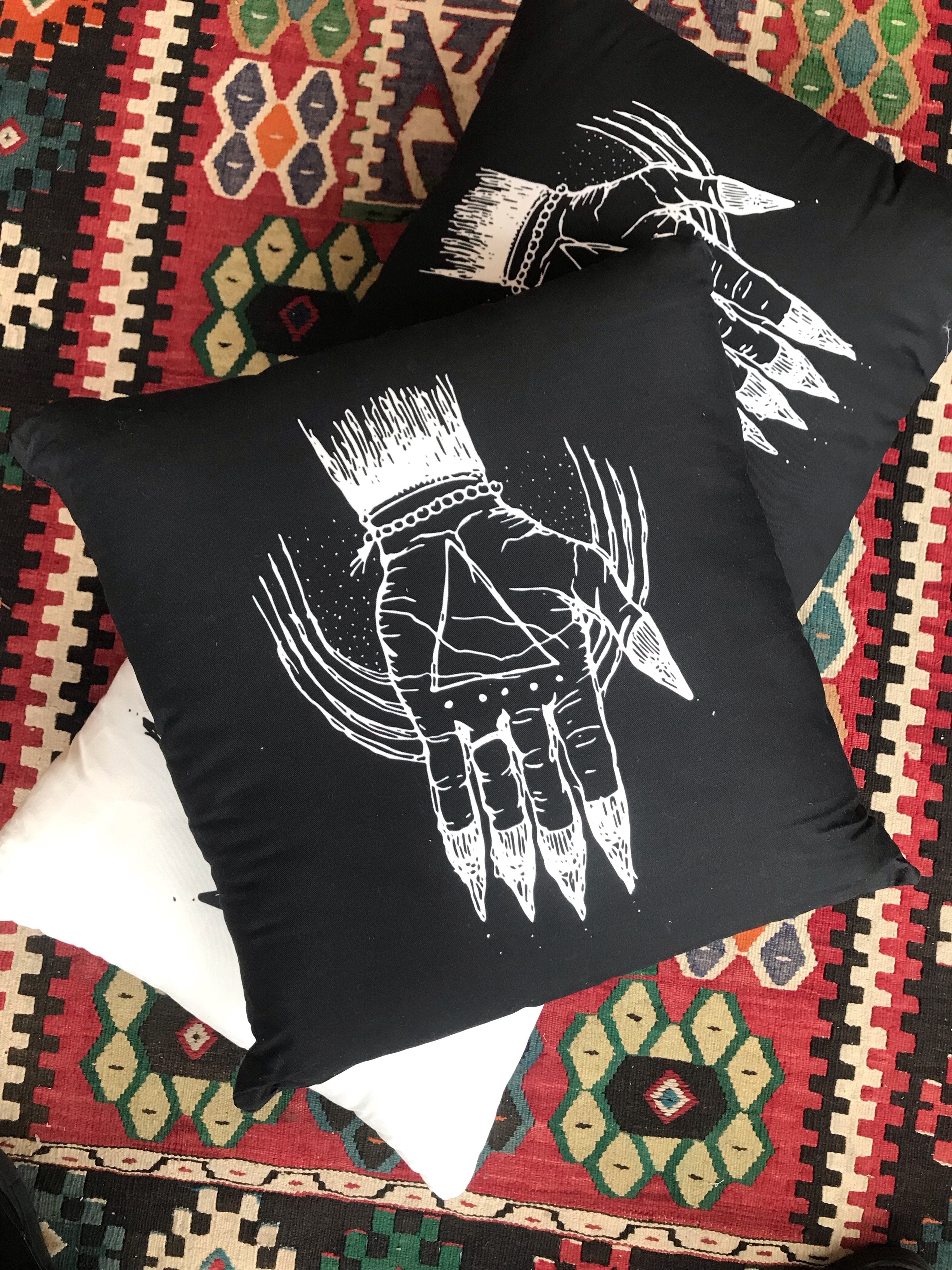 Hand of the Occult - Throw Pillows (Faux Suede) 16” x 16” - Keven Craft Rituals