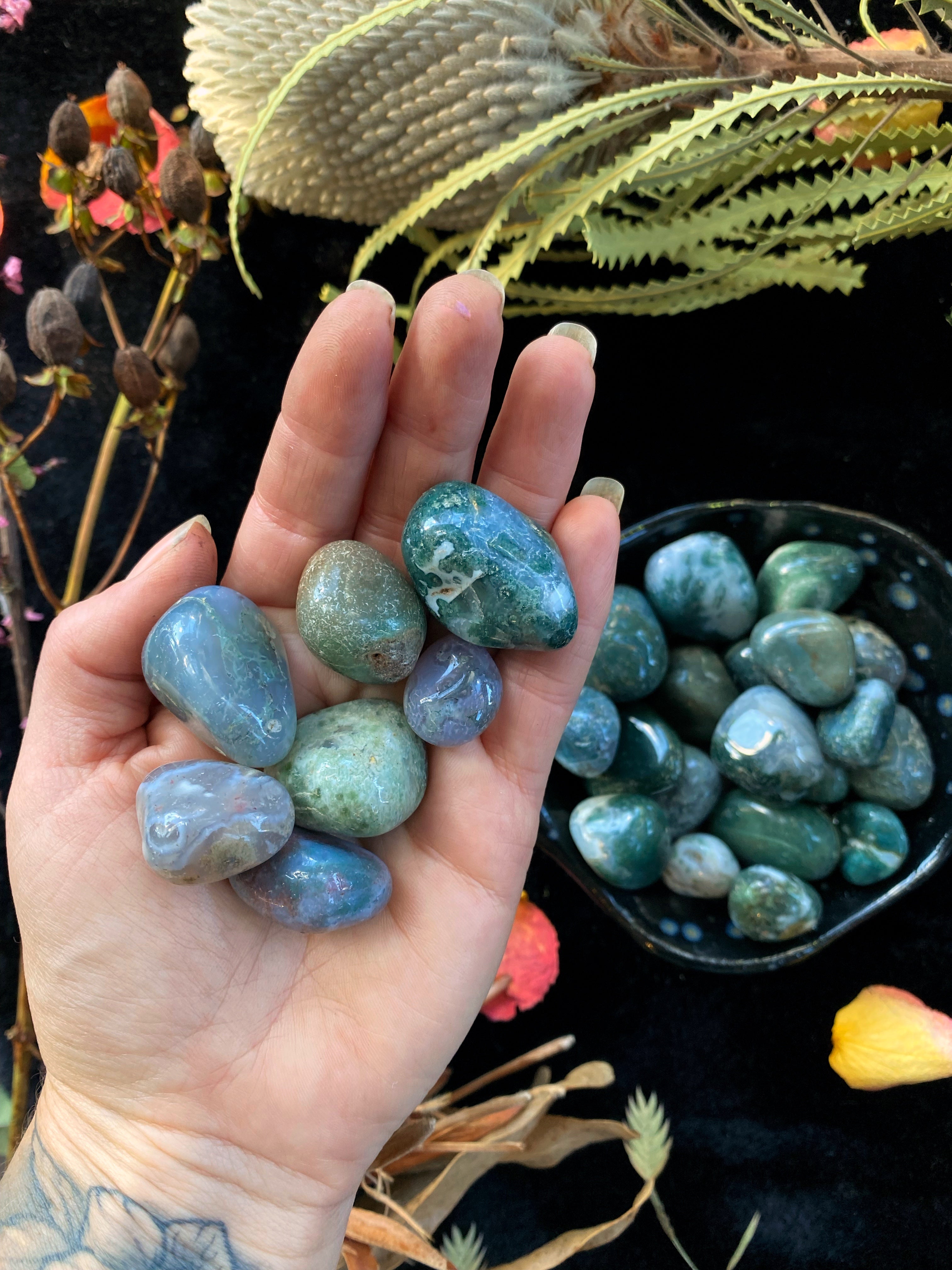 Tumbled Moss Agate