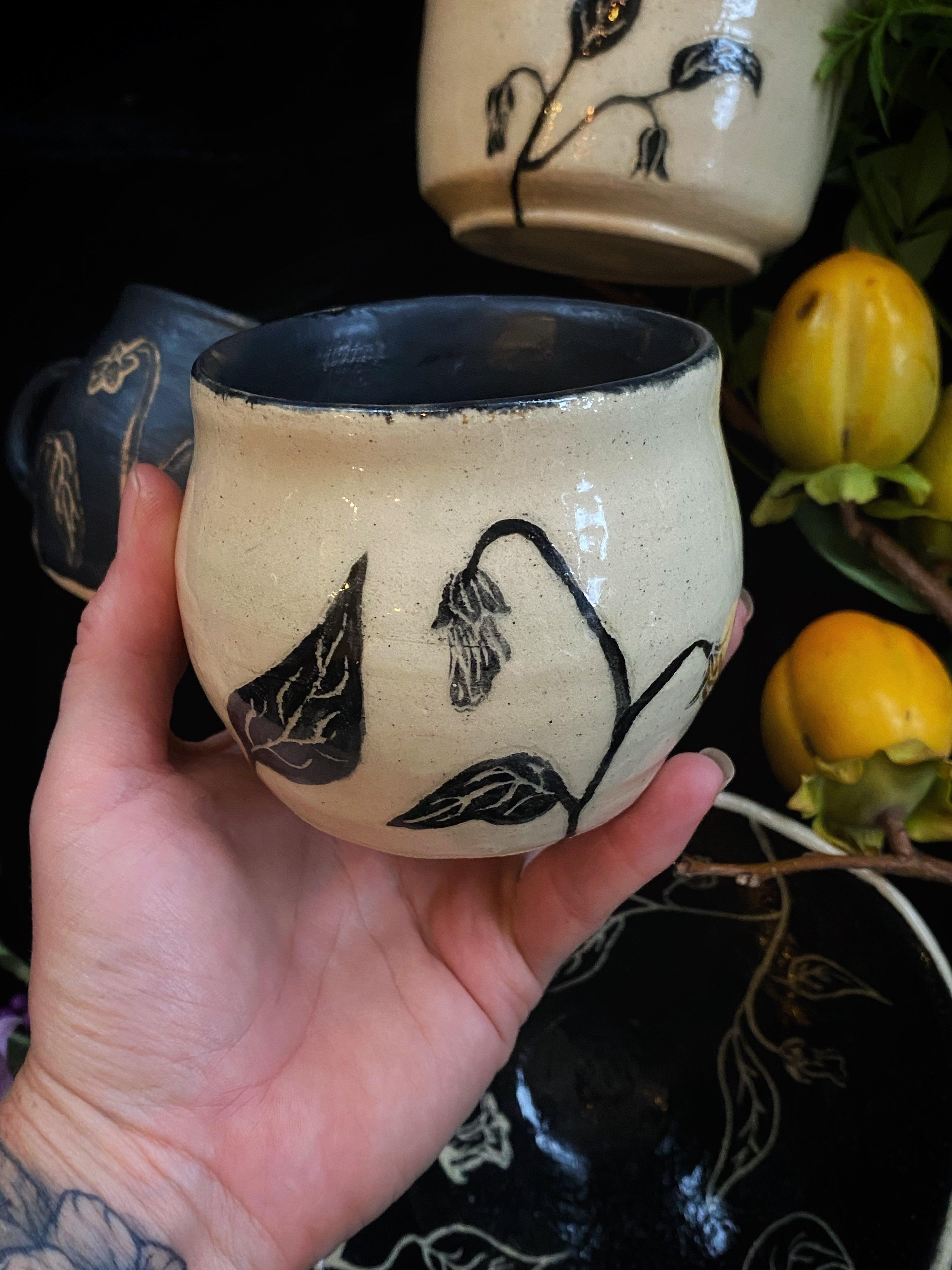 Black Sgraffito Belladonna Mugs, Cups, & Bowls - Keven Craft Rituals