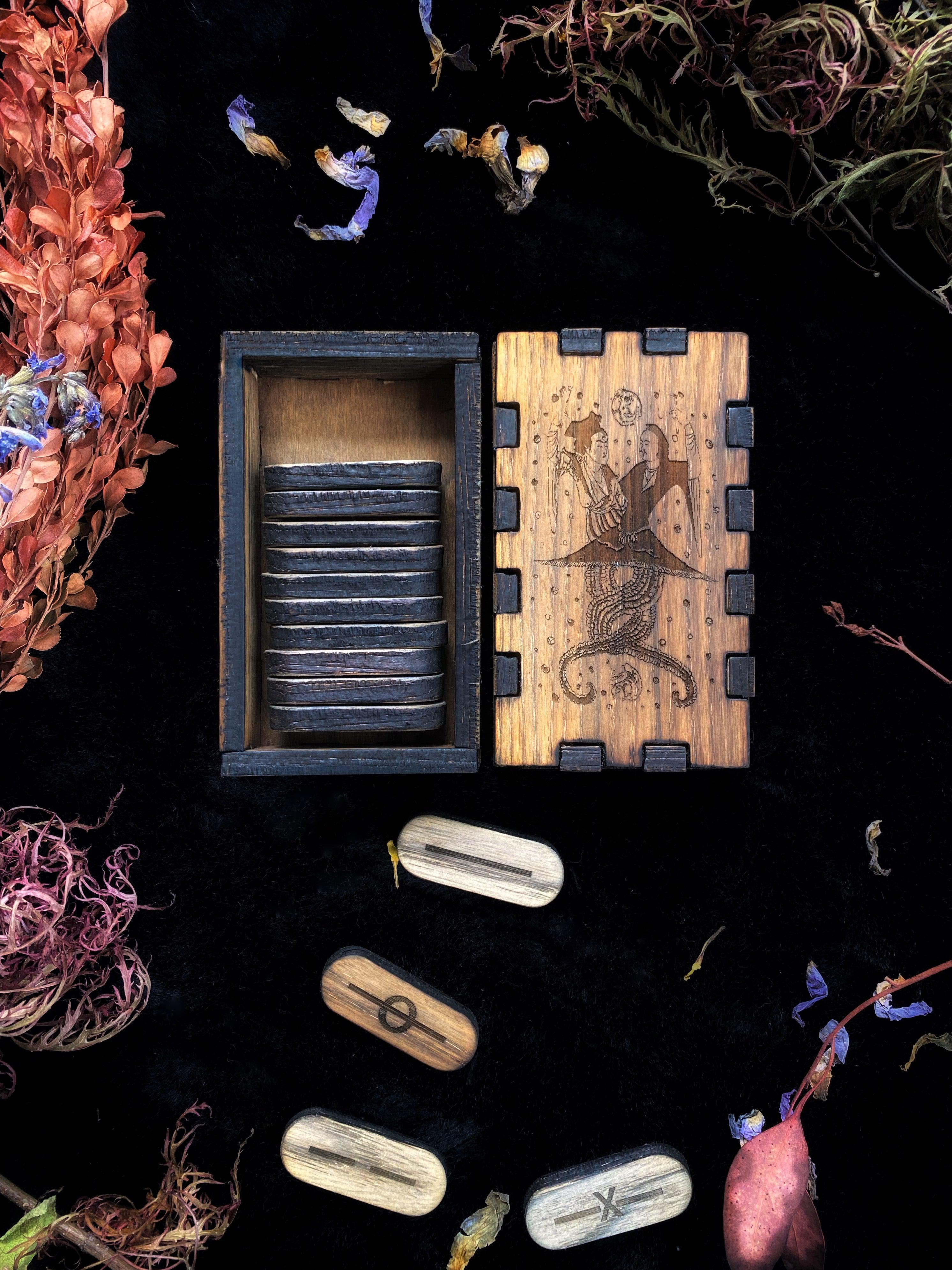 Hardwood Nüwa & Fuxi I Ching - Divination Set