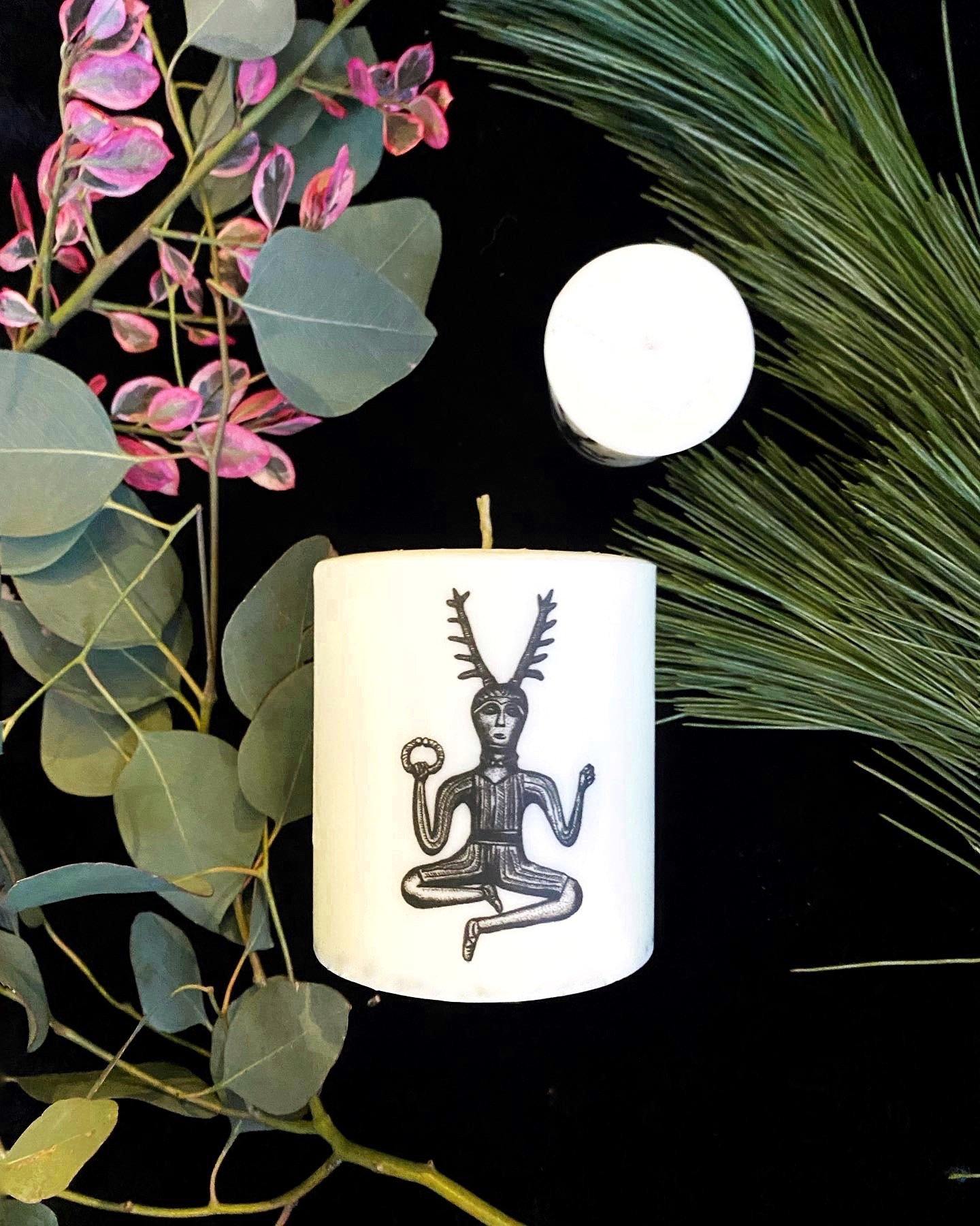 Dedication Ritual Art Pillar Candles - White Vegan Soy