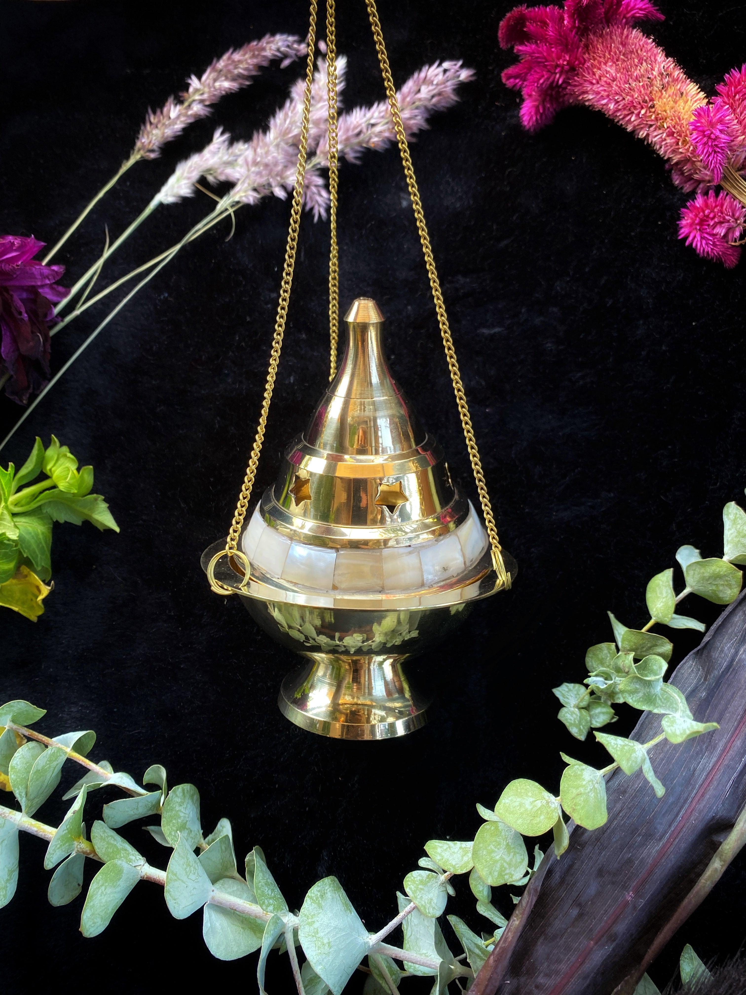 Brass Incense Burner (hanging or sitting) - Keven Craft Rituals