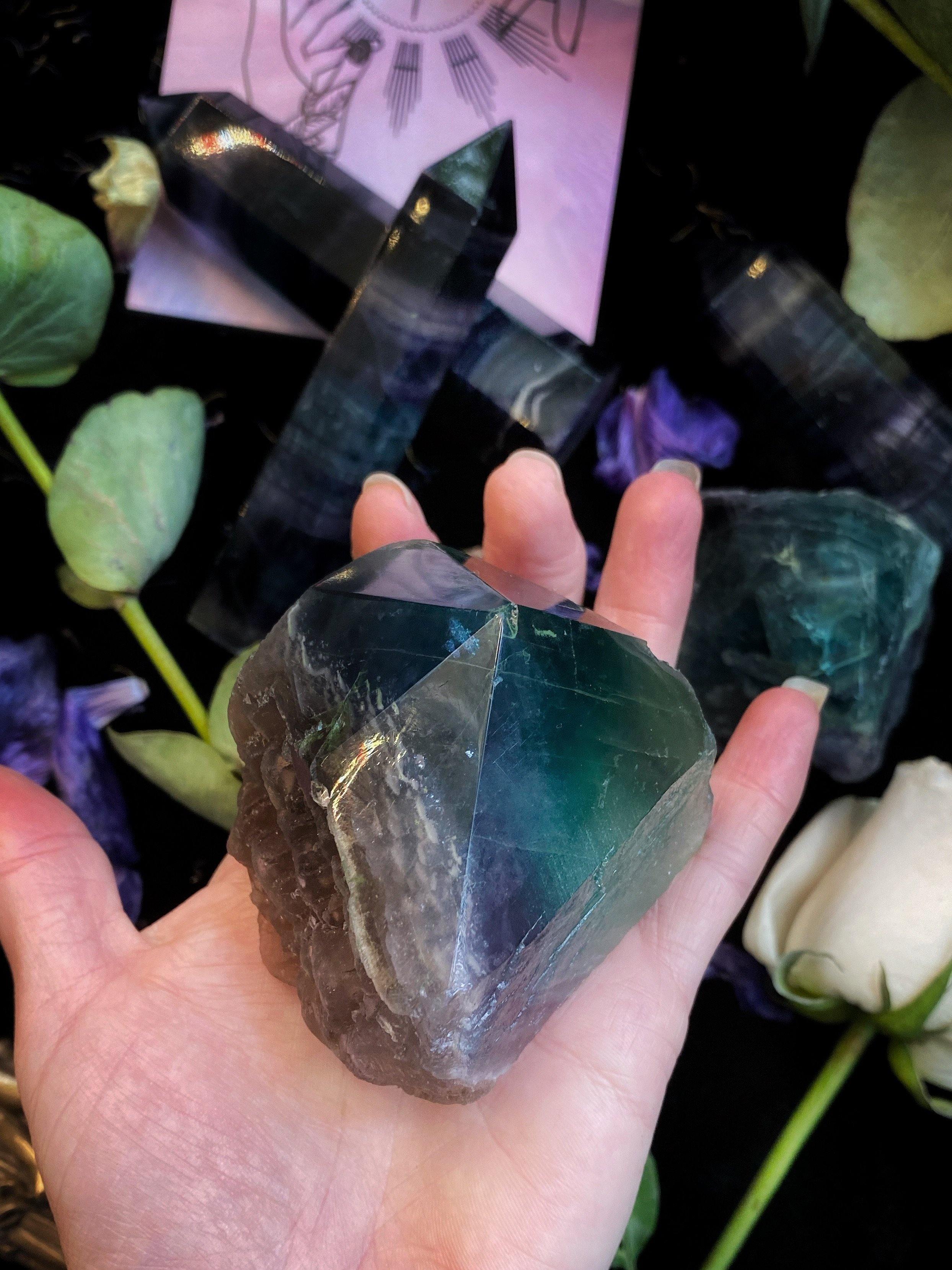 Fluorite Crystal Rough Chunk w/ Polished Point - L - qmeb