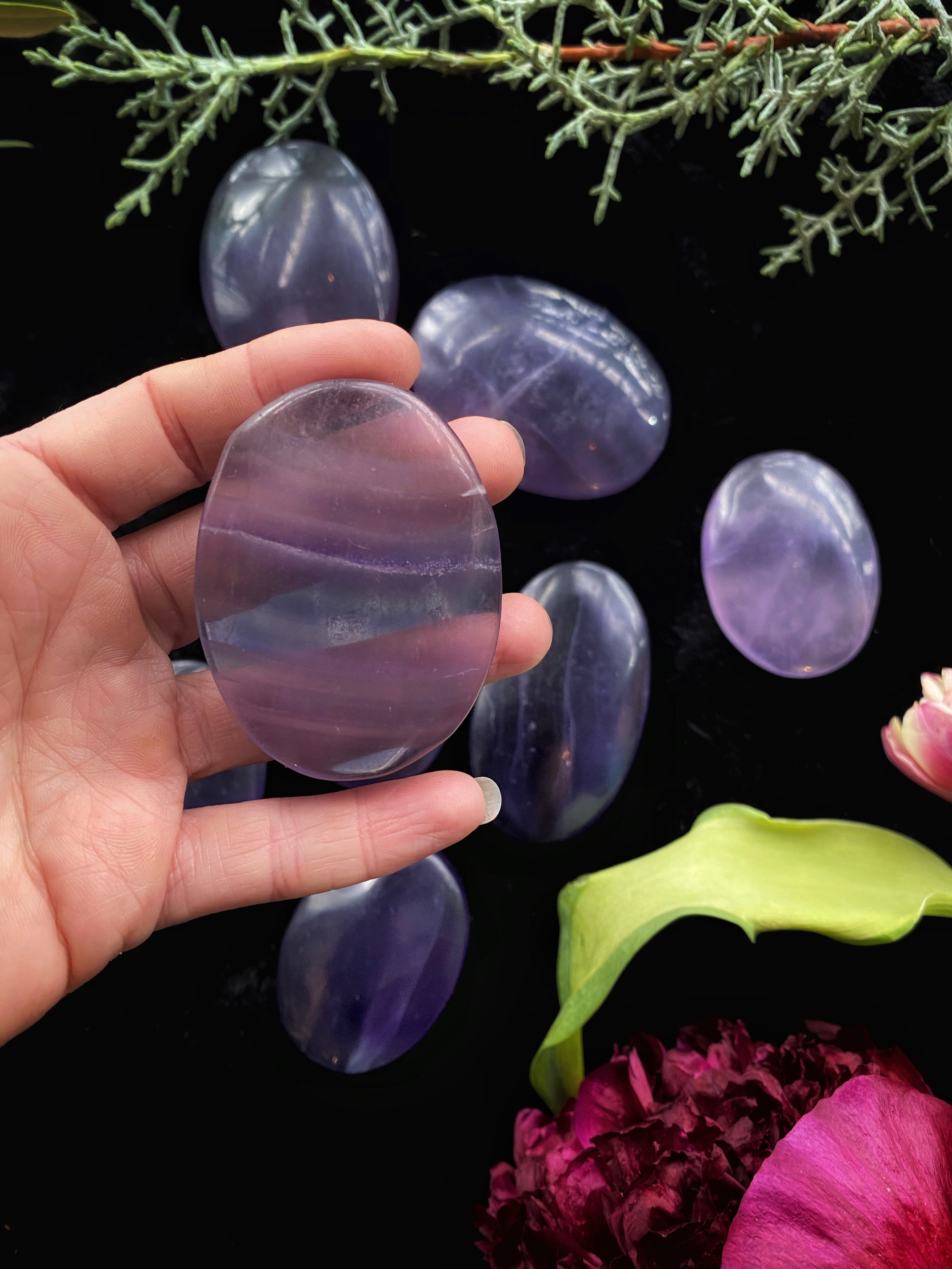 Purple Fluorite Palm Stone