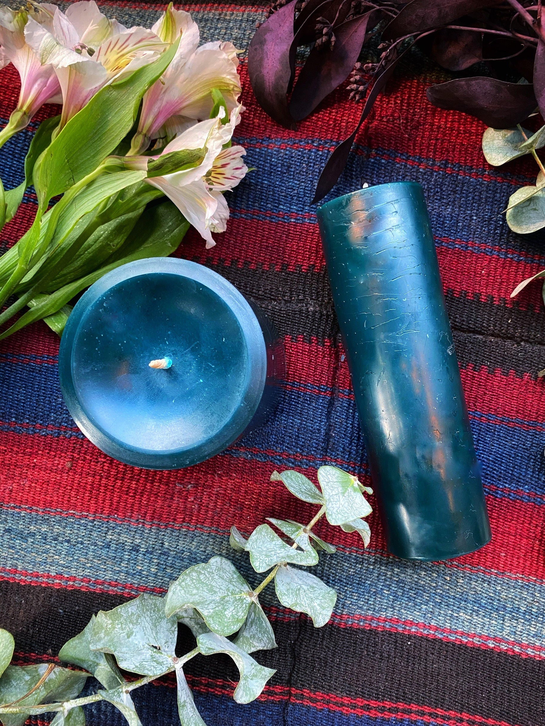 Forrest Green Beeswax Pillar Ritual Candles - Keven Craft Rituals