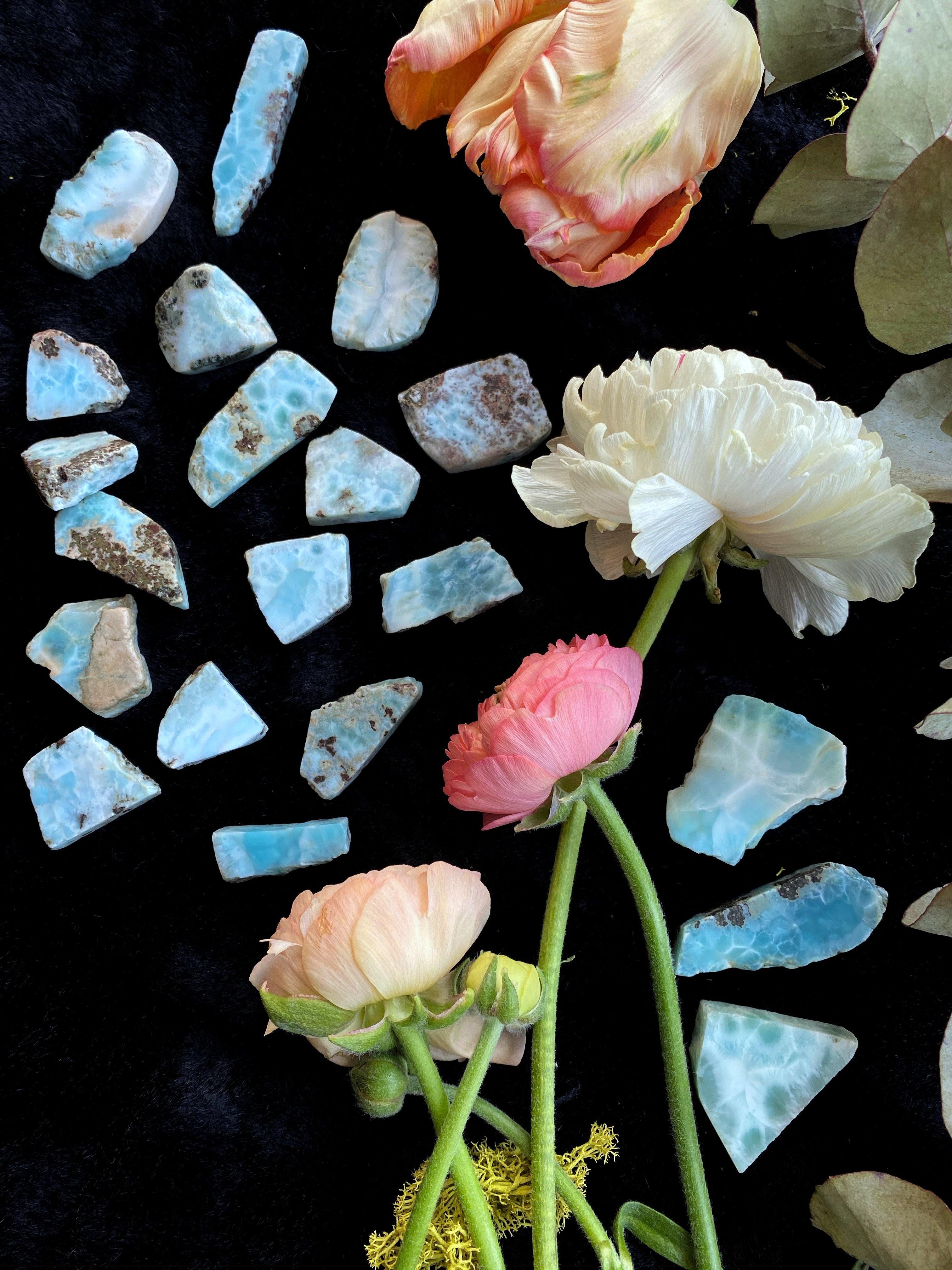 Raw Dominican Larimar Slices - qmeb