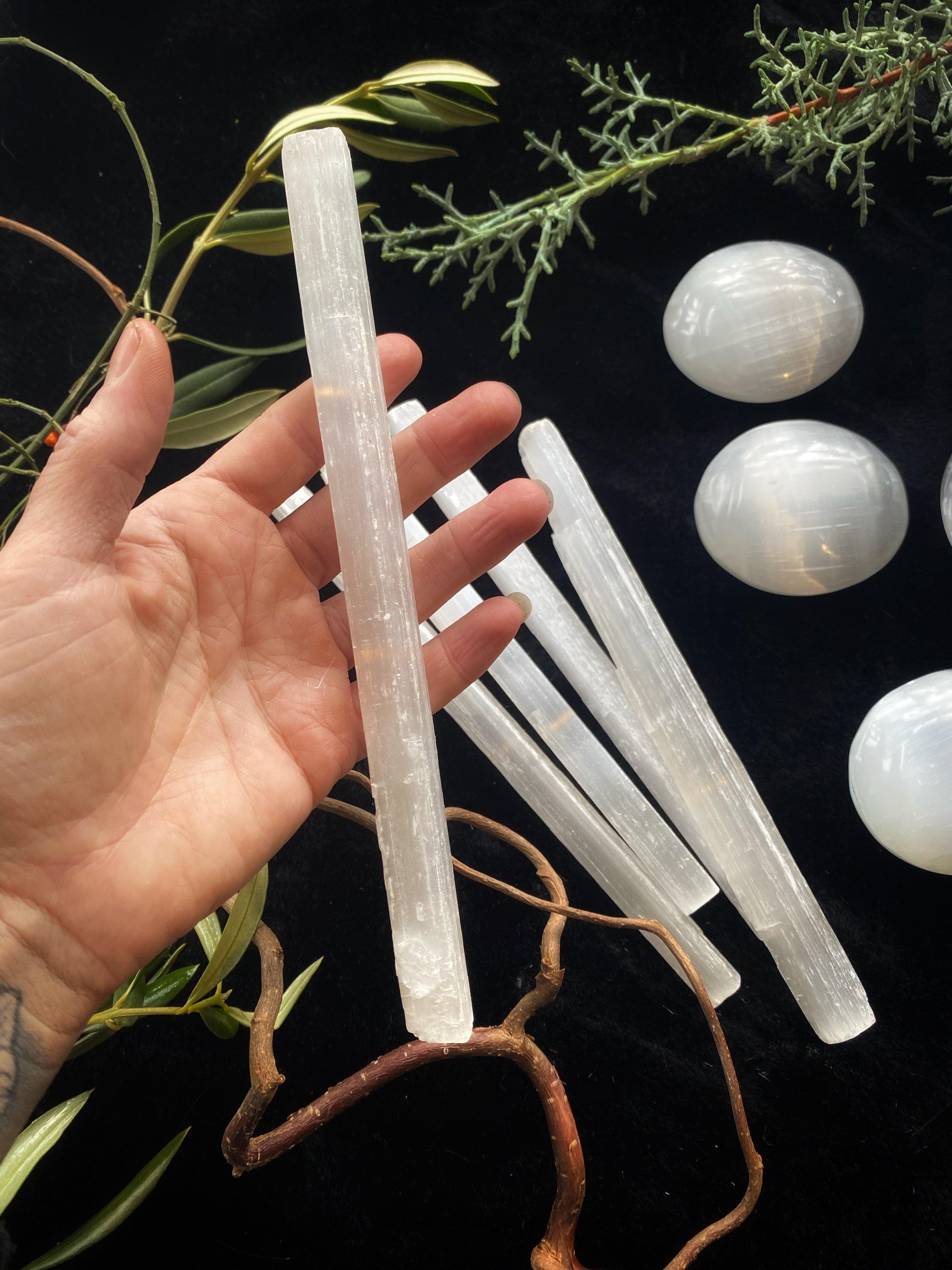 Selenite Wands, Towers, Dessert Roses, and Spheres - qmeb