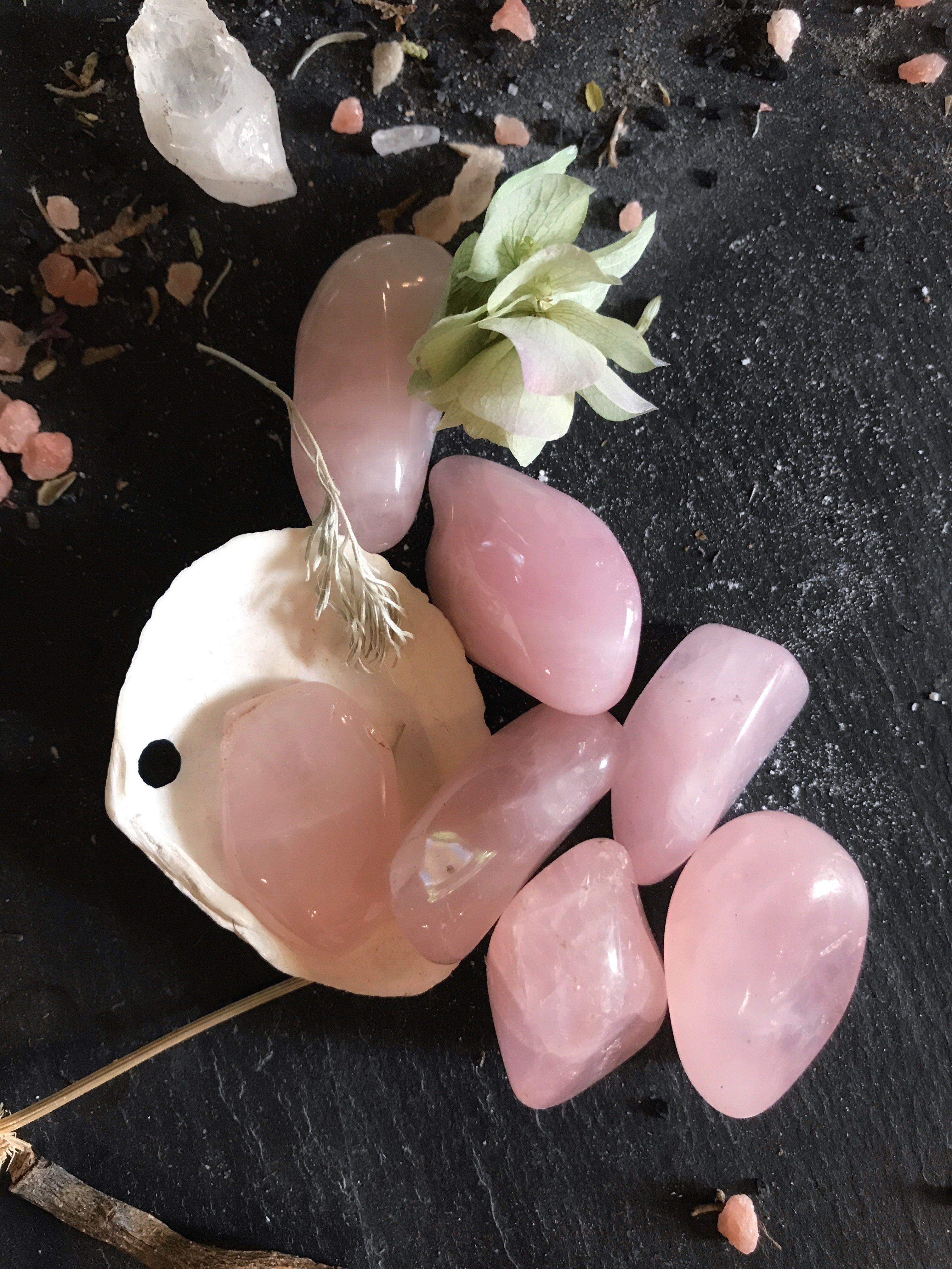 Tumbled Rose Quartz & Palmstones (Med - Lrg) - Keven Craft Rituals